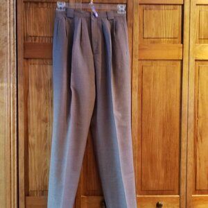 HERMAN GEIST 26x32 high waisted pleated wool dress pants brown 8L woman's tall